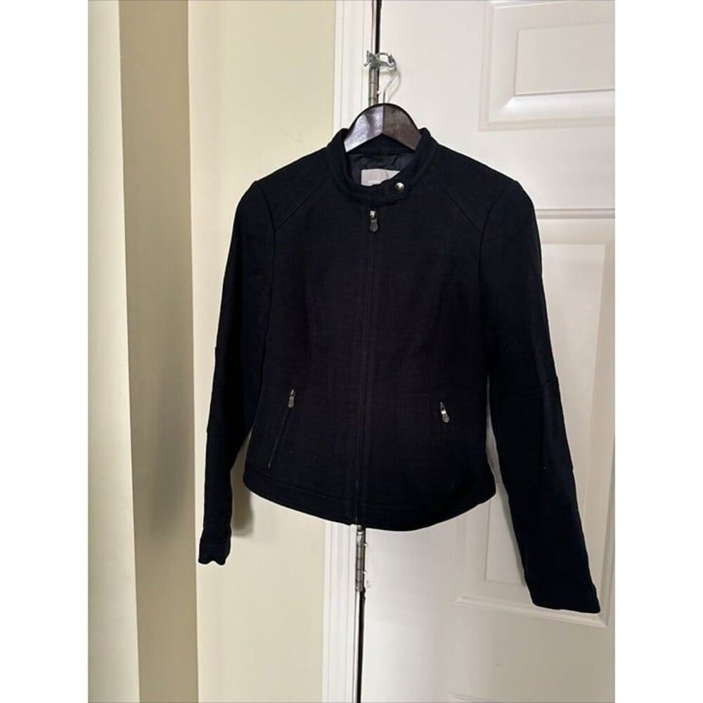 Banana Republic Jacket Women 6 Black Cotton Tweed Blazer Corporate Career Wear